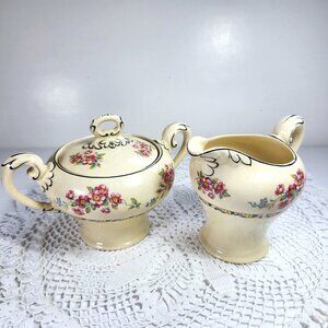 Myott Cream and Sugar Set Floral Bone China Staffordshire England